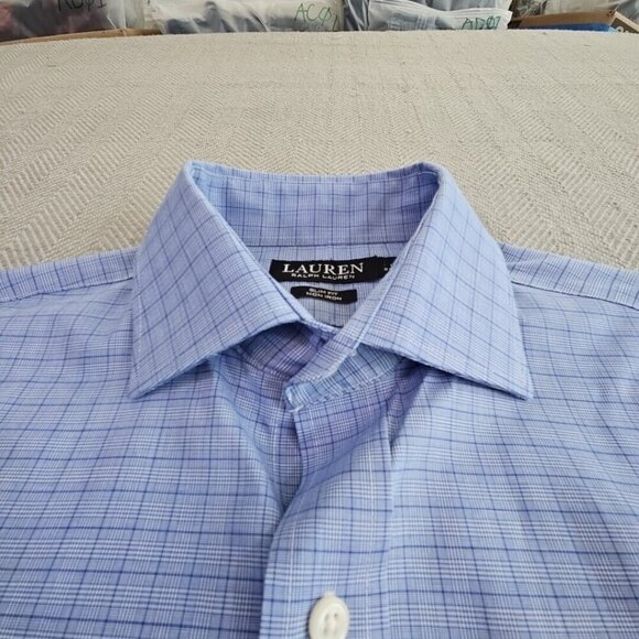 Lauren Ralph Lauren Button-Up Shirt 16 34/35 Blue Label Quiet Luxury Slim Fit - Picture 13 of 16